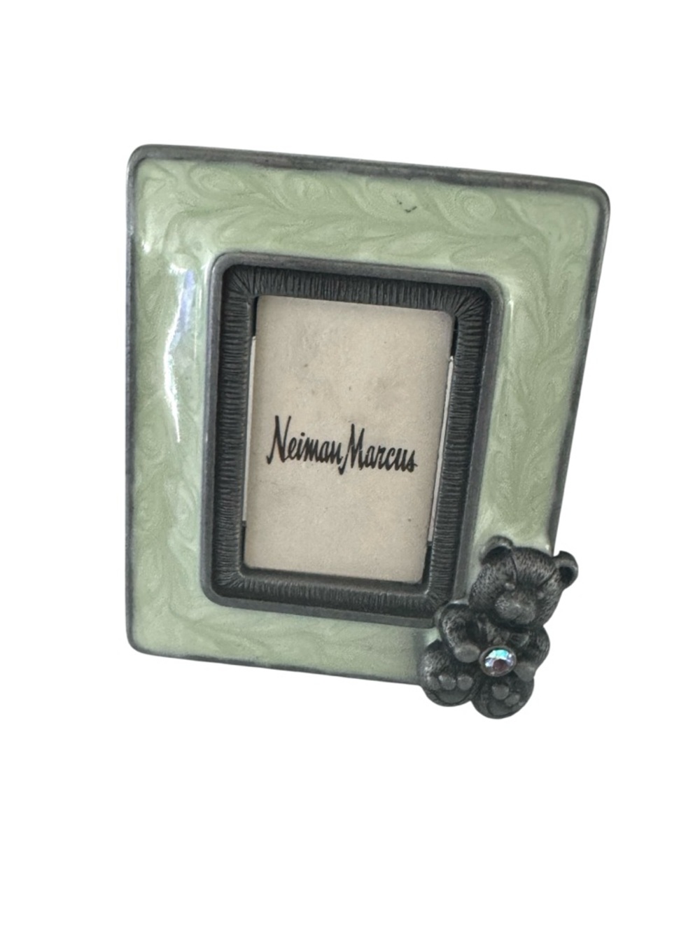 Jay Strongwater Enamel Frame Clip On Swarovski Crystal Teddy Bear
